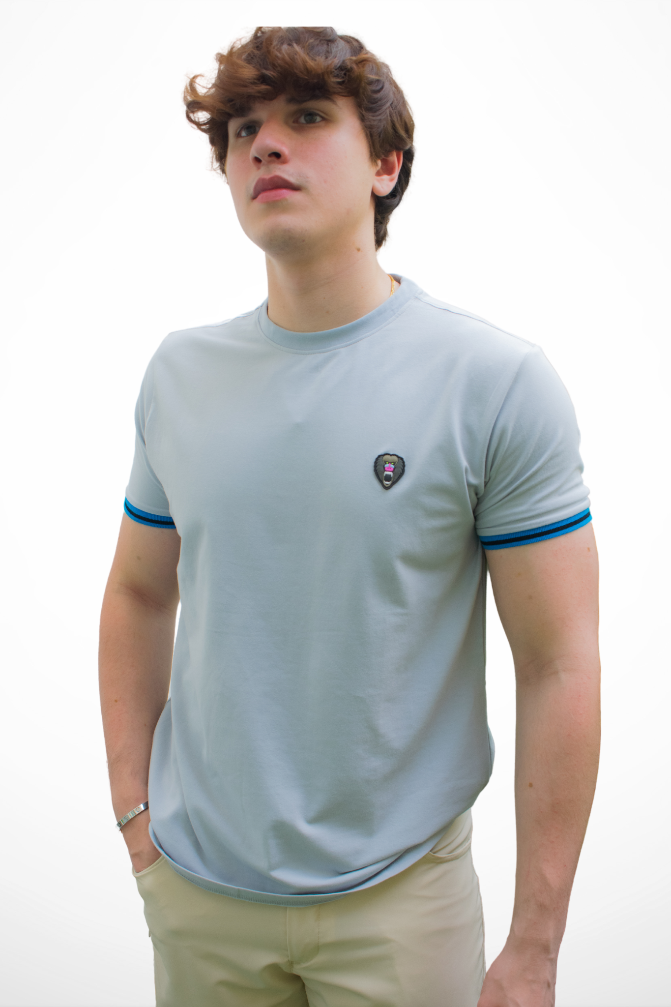 AQUA CUFF BLACK/BLUE RIBBED CREW NECK