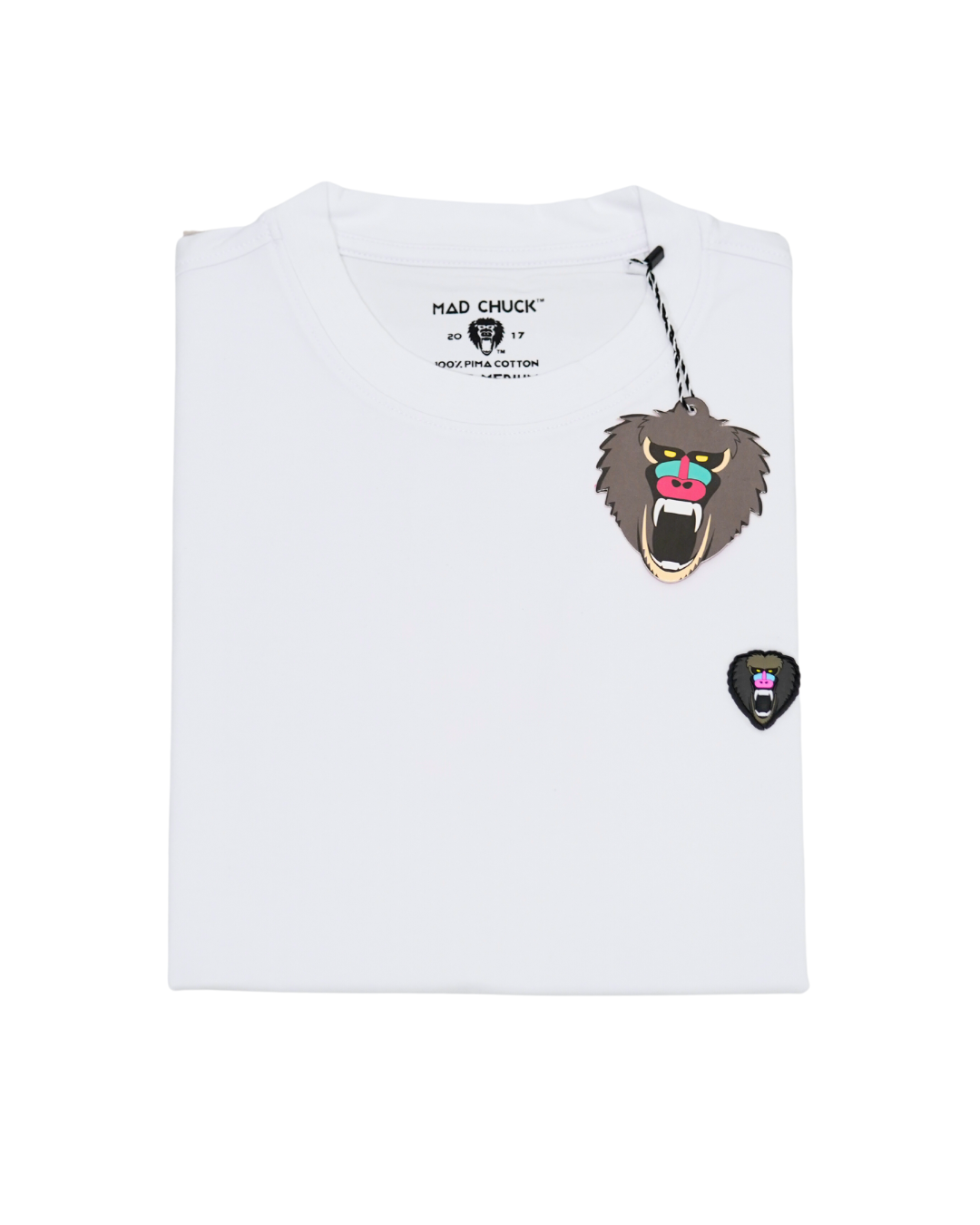 WHITE CREW NECK T SHIRT RUBBER PATCH - Mad Chuck™