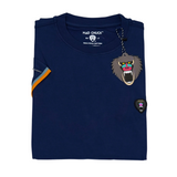 NAVY SLATE CUFF RIBBED CREW NECK WITH NEW RUBBER PATCH - Mad Chuck™