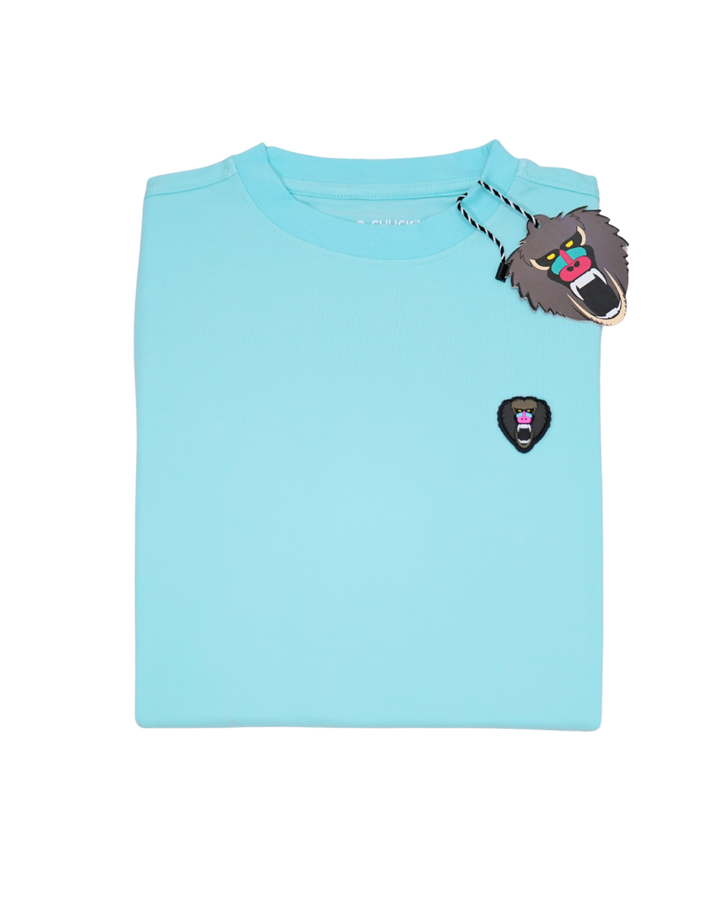 TURQUOISE CREW NECK T SHIRT NEW RUBBER PATCH