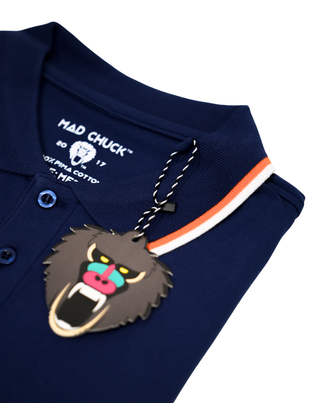 NAVY POLO WITH NEW RUBBER PATCH - Mad Chuck™