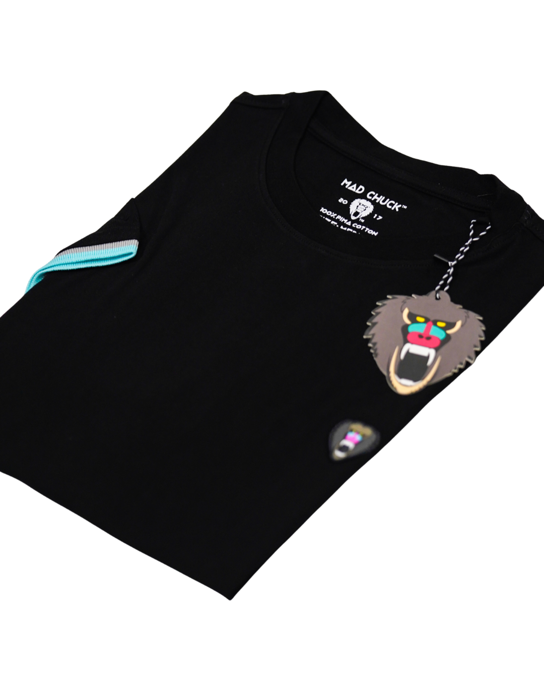 BLACK SILVER CUFF RIBBED CREW NECK WITH NEW RUBBER PATCH - Mad Chuck™