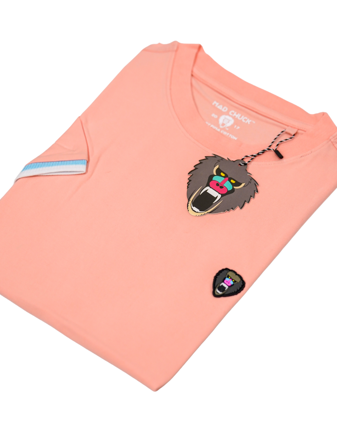 PEACH  CUFF RIBBED CREW NECK WITH NEW RUBBER PATCH - Mad Chuck™
