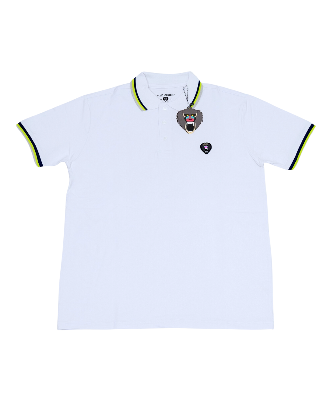 WHITE POLO WITH NEW RUBBER PATCH - Mad Chuck™
