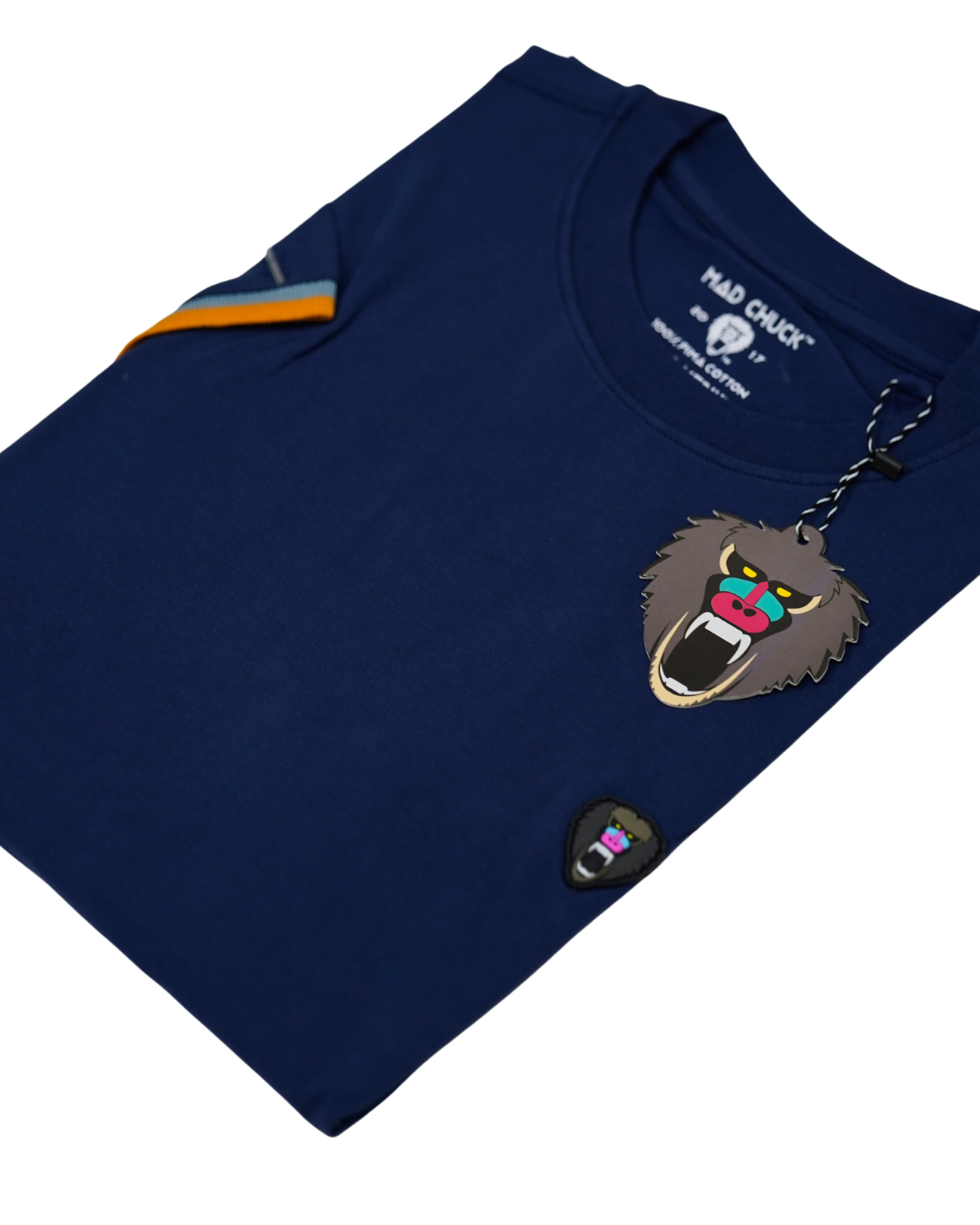 NAVY SLATE CUFF RIBBED CREW NECK WITH NEW RUBBER PATCH - Mad Chuck™