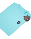 TURQUOISE CREW NECK T SHIRT NEW RUBBER PATCH