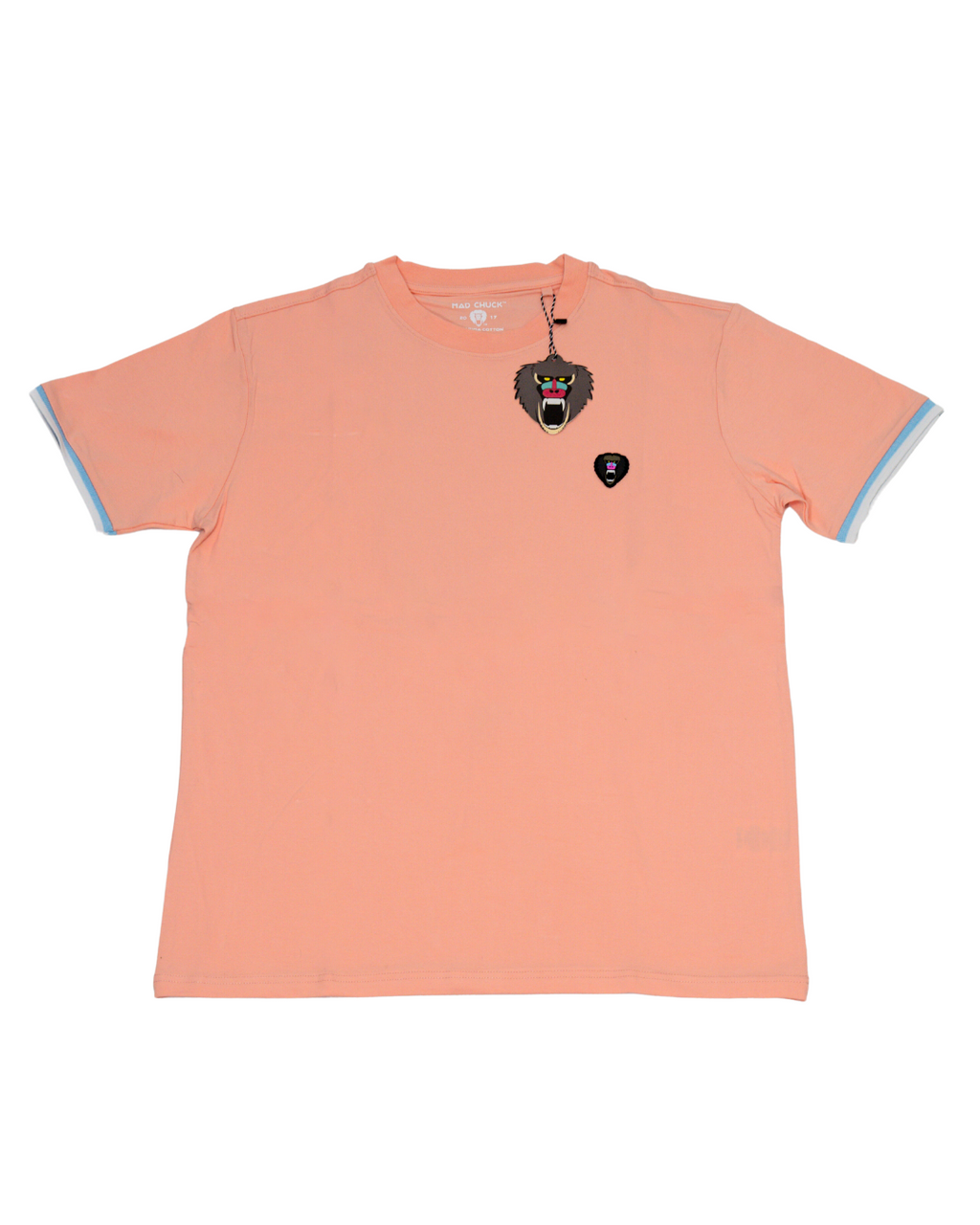 PEACH  CUFF RIBBED CREW NECK WITH NEW RUBBER PATCH