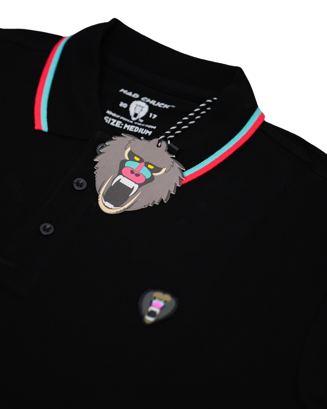 BLACK POLO WITH NEW RUBBER PATCH - Mad Chuck™