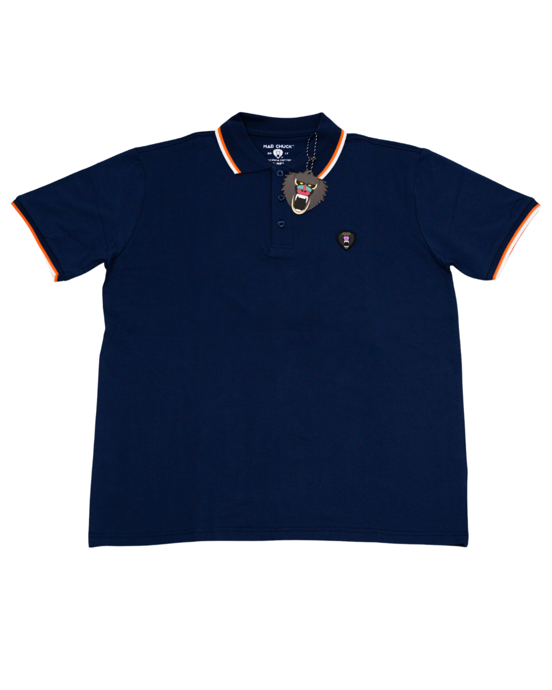 NAVY POLO WITH NEW RUBBER PATCH - Mad Chuck™