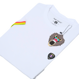 WHITE CUFF RIBBED CREW NECK WITH RUBBER PATCH - Mad Chuck™