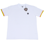 WHITE CUFF RIBBED CREW NECK WITH RUBBER PATCH - Mad Chuck™