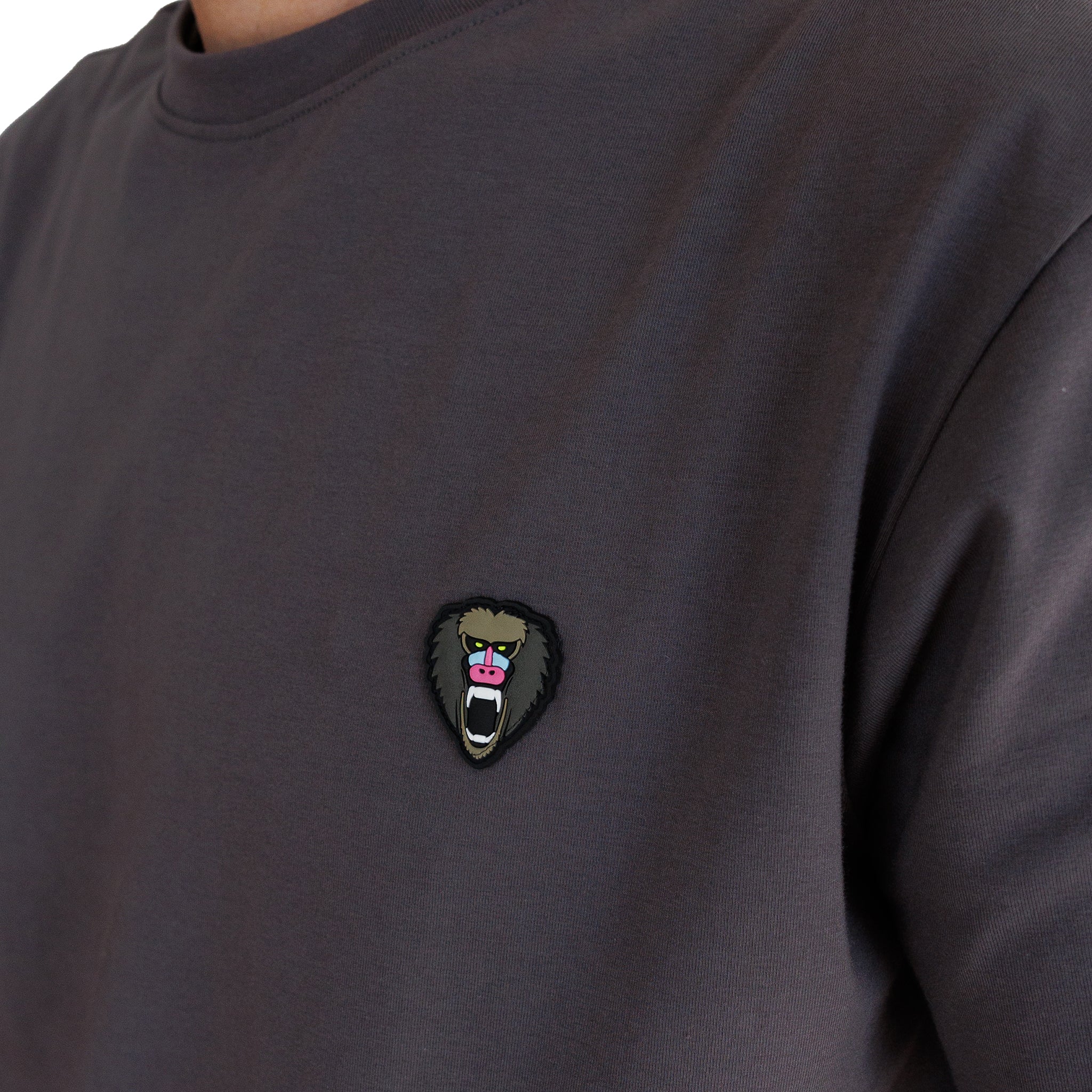 CHARCOAL CREW NECK SHIRT WITH NEW RUBBER PATCH - Mad Chuck™