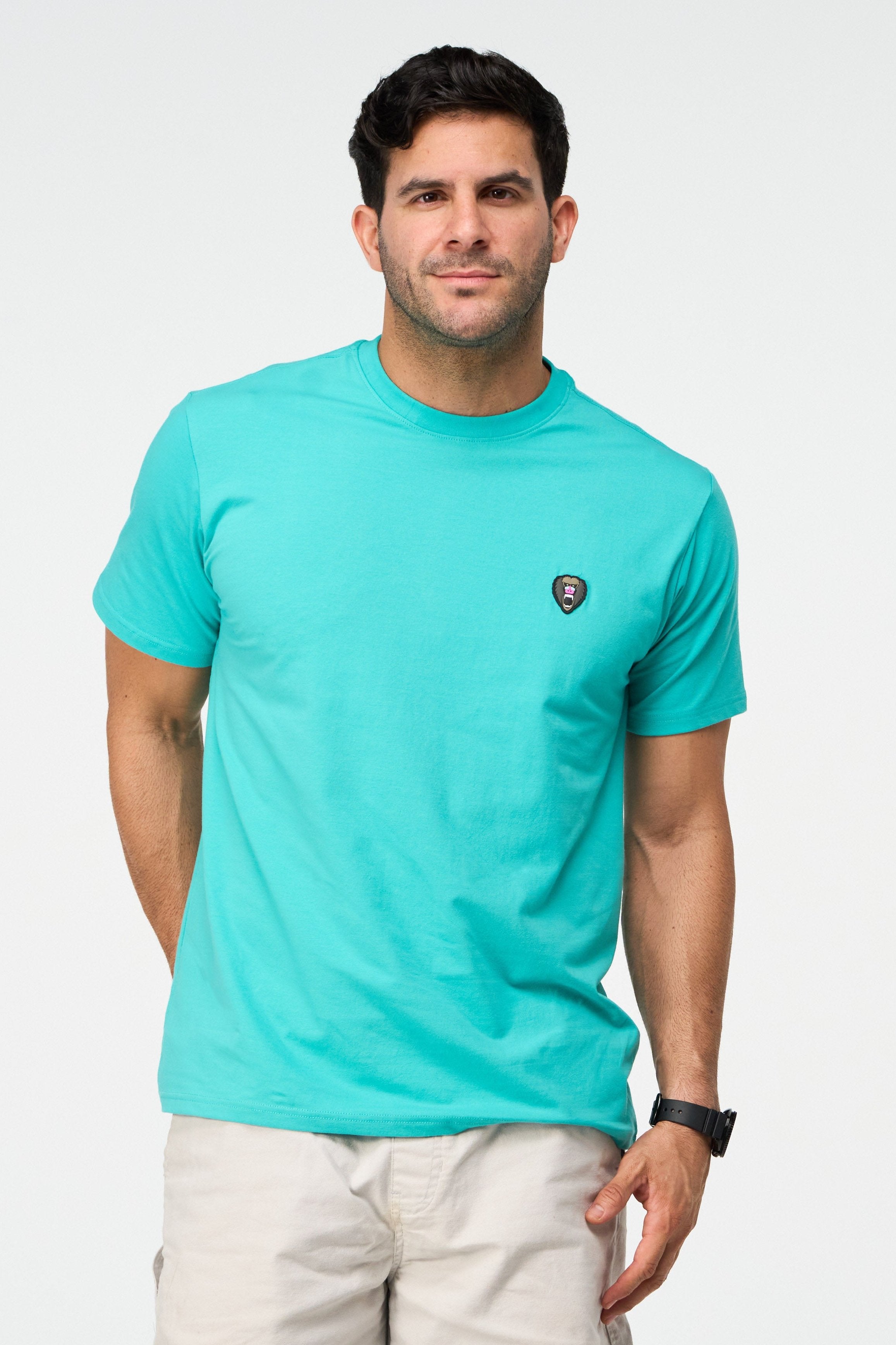 HORIZON BLUE CREW NECK T SHIRT NEW RUBBER PATCH