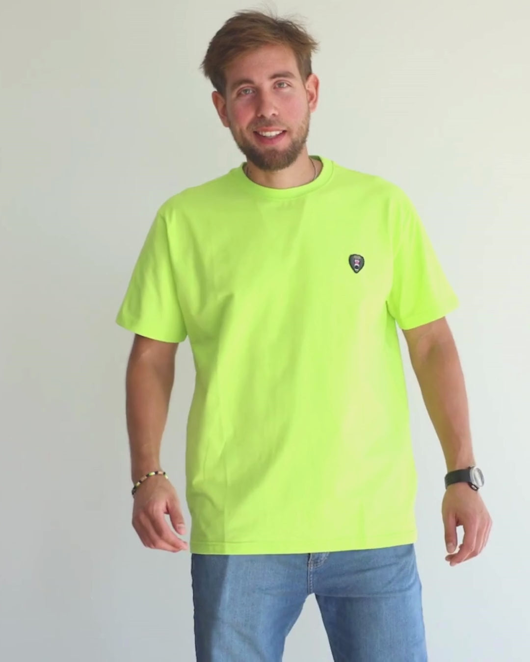 Mad Chuck Neon Green Shirt - A male model wearing the product