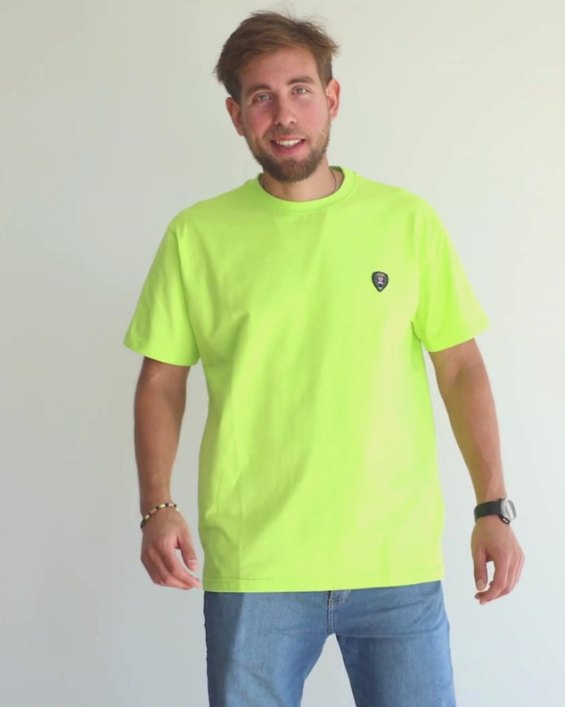 Mad Chuck Neon Green Shirt - A male model wearing the product