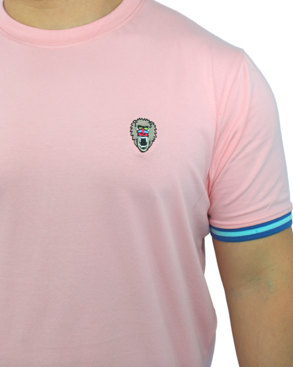 Candy Pink Cuff Ribbed Crew Neck